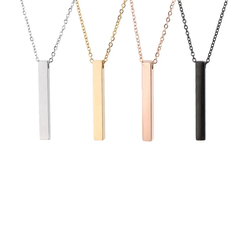 PVD Coated 18K Gold Rose Gold Real Gold Plated Geometric Customization Laser Engraving Solid Color Stainless Steel Simple Style Waterproof Non Tarnish 304 Stainless Steel Necklace