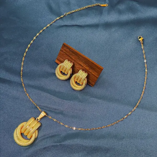 Wholesale Jewelry Elegant Classical Geometric 304 Stainless Steel Plating Jewelry Set