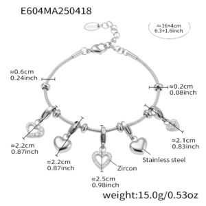 E604-steel color 5a love zircon diy multi-accessory bracelet 16+4cm