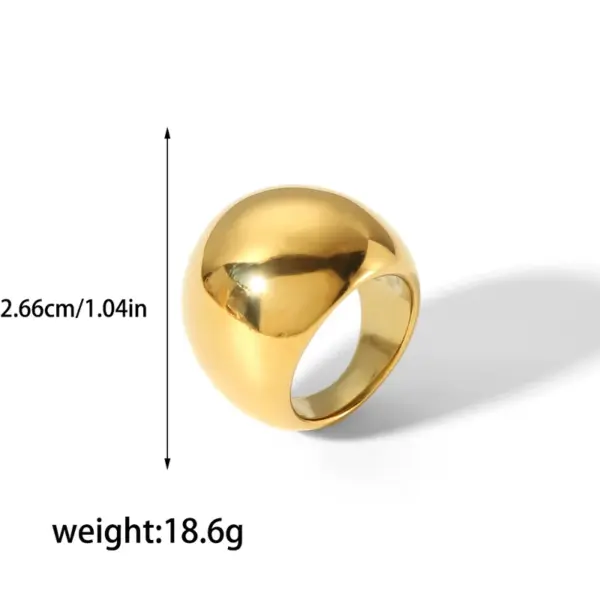 Wholesale PVD Coated Real Gold Plated 18K Gold Circle Waves 304 Stainless Steel Retro Roman Style Waterproof Non Tarnish Rings