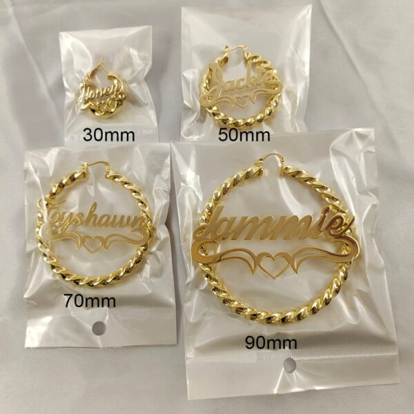 Wholesale European and American personality stainless steel name coarse thread earrings gold custom English letters love ear ring Mother's Day