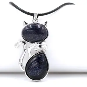 Blue Sand Stone (Synthetic) (Get Leather Rope Free)