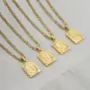 Wholesale PVD Coated 18K Gold Plated Letter Rectangle 304 Stainless Steel Titanium Steel Fashion Waterproof Non Tarnish 304 Stainless Steel Pendant Necklace