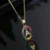 Wholesale Real Gold Electroplating 26 English Alphabet Zircon Pendant Copper Necklace Female