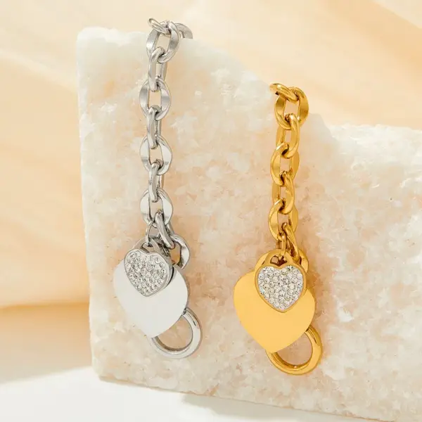 Wholesale Fashion Heart Shape Stainless Steel Titanium Steel Plating Inlay Zircon Bracelets Earrings Necklace