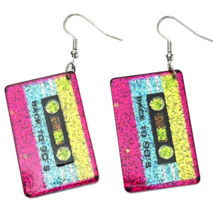 Wholesale Fluorescent Radio Women's Shiny Glossy Tape Vintage Earrings