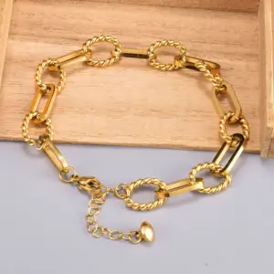 Wholesale Heart 304 Stainless Steel Titanium Steel Waterproof Non Tarnish No Inlaid PVD Coated Real Gold Plated 18K Gold Women'S Anklet