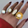 Wholesale PVD Coated Real Gold Plated 18K Gold Geometric 304 Stainless Steel Shell IG Style Casual Simple Style Waterproof Non Tarnish Open Rings