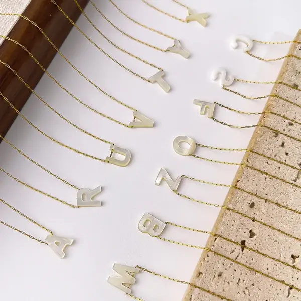 304 Stainless Steel Letter PVD Coated Shell Real Gold Plated Simple Style Waterproof Non Tarnish Irregular Surgical Steel Gold Pendant Necklace