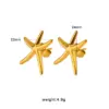 Wholesale 304 Stainless Steel Starfish PVD Coated 18K Gold Real Gold Plated French Style Marine Style Waterproof Non Tarnish Gold Ear Studs