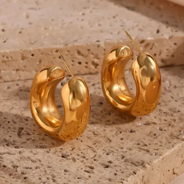 oly-2915d0d636ce2c000ee496259c45d0e8 Wholesale PVD Coated Real Gold Plated 18K Gold Solid Color 304 Stainless Steel Simple Style Waterproof Non Tarnish Ear Studs