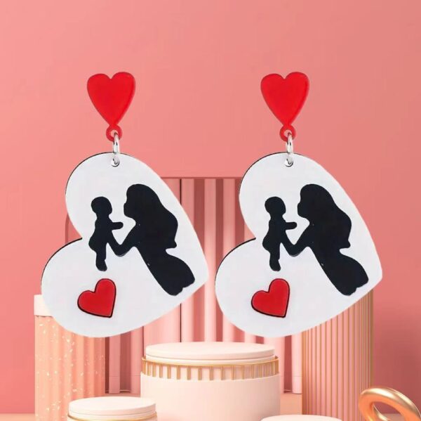 Wholesale Cross-border Mother's Day pattern round pendant earrings elegant simple acrylic jewelry fashion gift ear jewelry