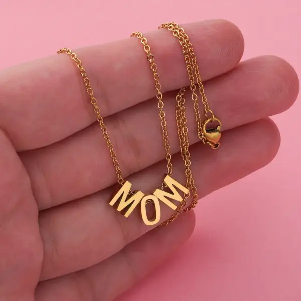 PVD Coated 18K Gold Real Gold Plated Letter Customization Laser Engraving Stainless Steel Fashion Waterproof Non Tarnish 304 Stainless Steel Pendant Necklace