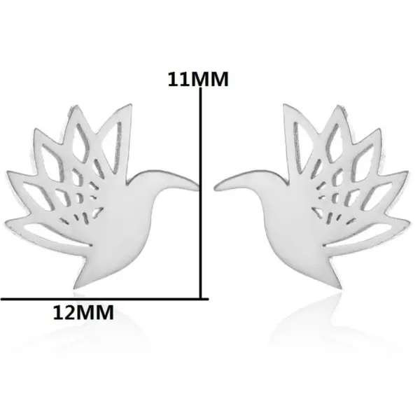 PVD Coated Real Gold Plated Dinosaur Heart Shape Stainless Steel Fashion Waterproof Non Tarnish Ear Studs