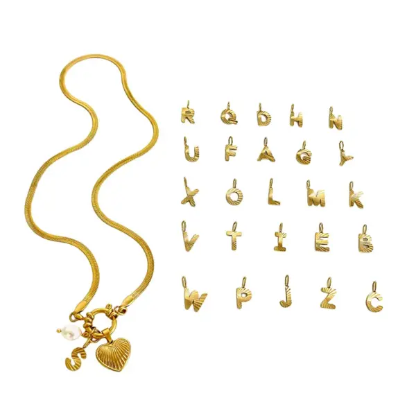 Wholesale 18K Gold Plated 316L Stainless Steel Letter Heart Shape Waterproof Non Tarnish Surgical Steel Simple Style Classic Style For Women's