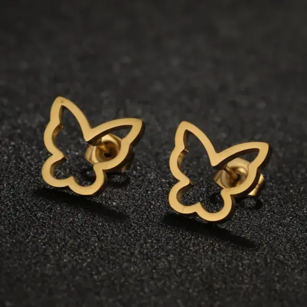 PVD Coated 18K Gold Real Gold Plated Butterfly 304 Stainless Steel Waterproof Non Tarnish Ear Studs