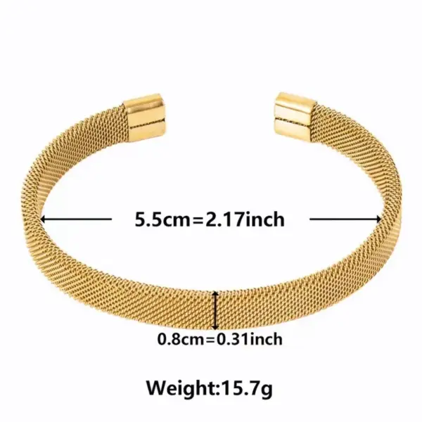 Wholesale PVD Coated Gold Plated Solid Color Grid 201 Stainless Steel Stainless Steel Retro Classic Style Waterproof Non Tarnish 201 Stainless Steel Bangle