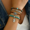 oly-29233b7d75773a9be1cae1b47ded8598 Wholesale Western Denim Style Turquoise Cattle Head Hat Multi-layer Storestring Bracelet Multi-piece Beaded Bracelet