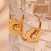 304 Stainless Steel Flower PVD Coated Stone-Free 18K Gold Plated Real Gold Plated 18K Gold Sweet Simple Style Classic Style Waterproof Non Tarnish Plating Drop Earrings