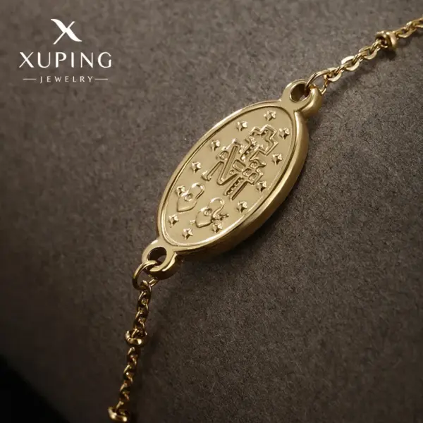 Wholesale 304 Stainless Steel 18K Gold Plated Raw Steel XUPING Simple Style Human Cross Necklace