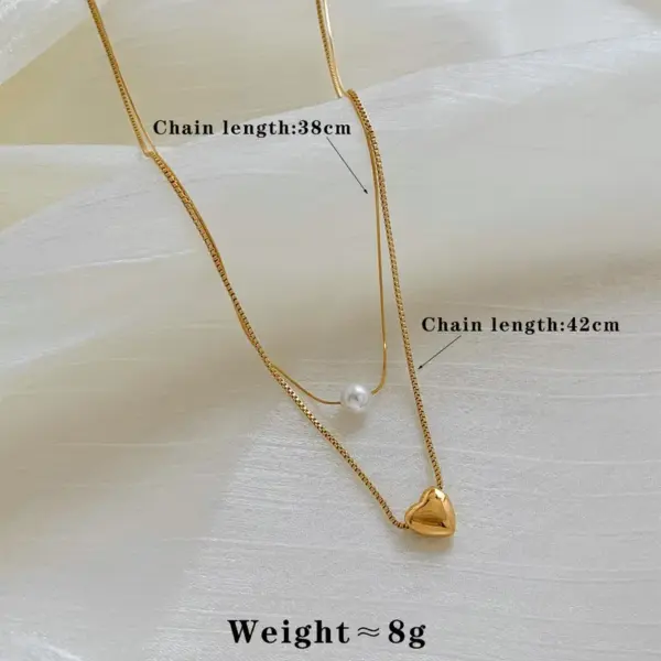 PVD Coated Real Gold Plated 16K White Plating Heart Shape 304 Stainless Steel Casual Sweet Waterproof Non Tarnish Pendant Necklace