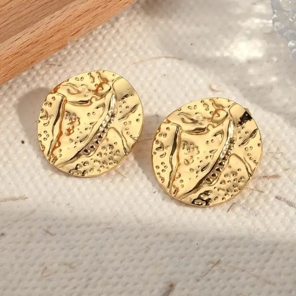 Wholesale Electroplating Golden Plated Round Square Rhombus 304 Stainless Steel Casual Simple Style Polishing Plating Earrings