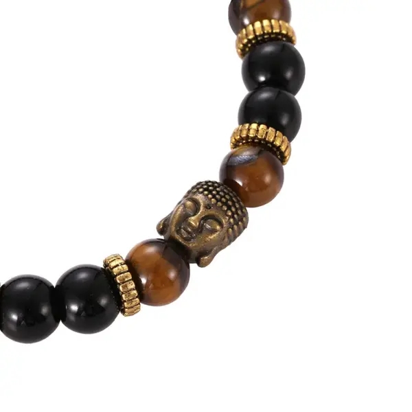 Retro Ethnic Style Buddha Alloy Tiger Eye Bracelets In Bulk