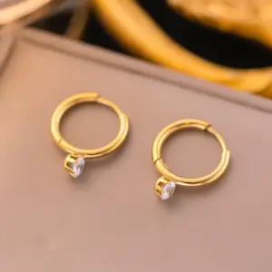 PVD Coated Real Gold Plated 18K Gold Round 304 Stainless Steel Elegant Waterproof Non Tarnish Earrings