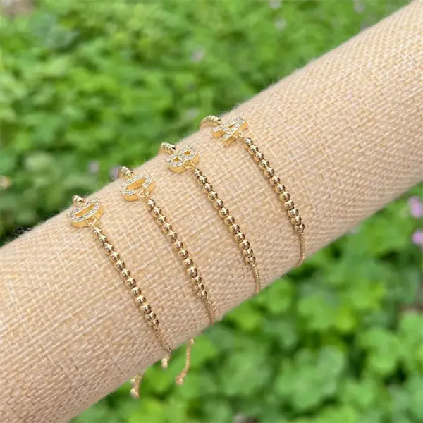 Wholesale Copper 18K Gold Plated Casual Simple Style Classic Style Plating Inlay Letter Zircon Bracelets