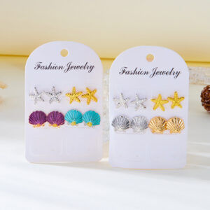 Gold and silver shell earring set
