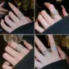 Wholesale Elegant Lady Geometric Copper Inlay Zircon Open Rings