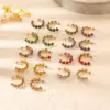 Wholesale 304 Stainless Steel C Shape Rhombus PVD Coated Zircon 18K Gold Plated IG Style Baroque Style Shiny Waterproof Non Tarnish Inlay Royal Blue Red Gold Ear Studs