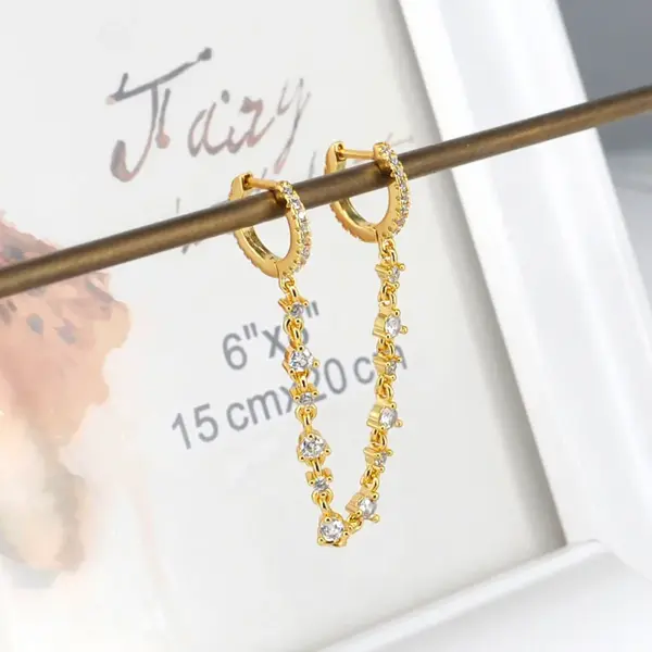 Wholesale Streetwear Geometric Patchwork Copper Artificial Gemstones Earrings