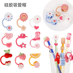 Wholesale Silicone straw cap dust plug outer diameter 8mm straw cap dust cover factory direct cross-border straw cap straw cover