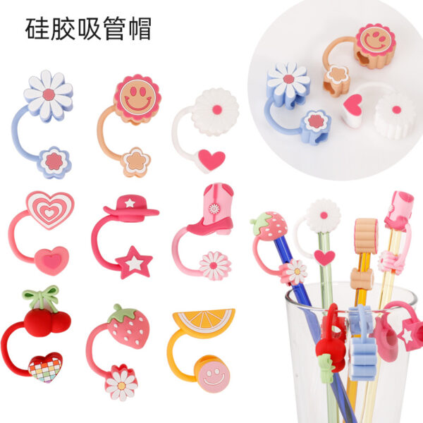 Wholesale Silicone straw cap dust plug outer diameter 8mm straw cap dust cover factory direct cross-border straw cap straw cover