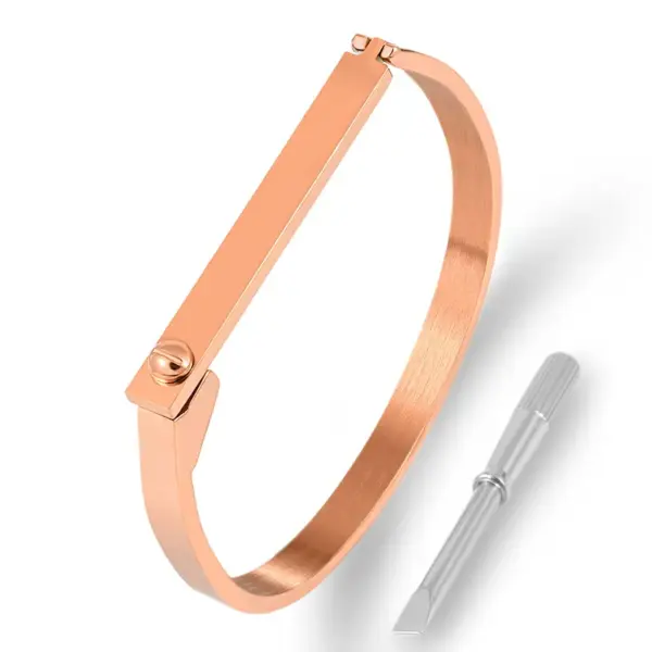 Wholesale PVD Coated Real Gold Plated Solid Color Stainless Steel Simple Style Commute Waterproof Non Tarnish Bangle