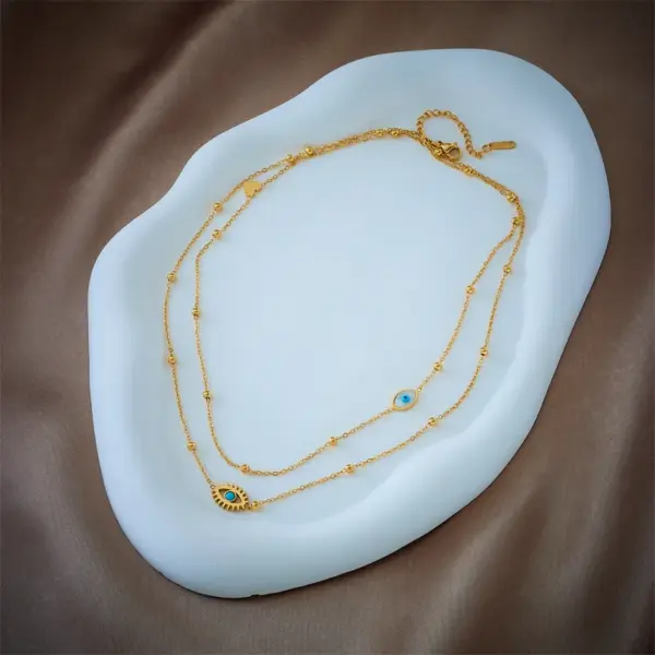 Wholesale Jewelry Fashion Devil'S Eye 304 Stainless Steel 18K Gold Plated Plating Stainless Steel Necklaces