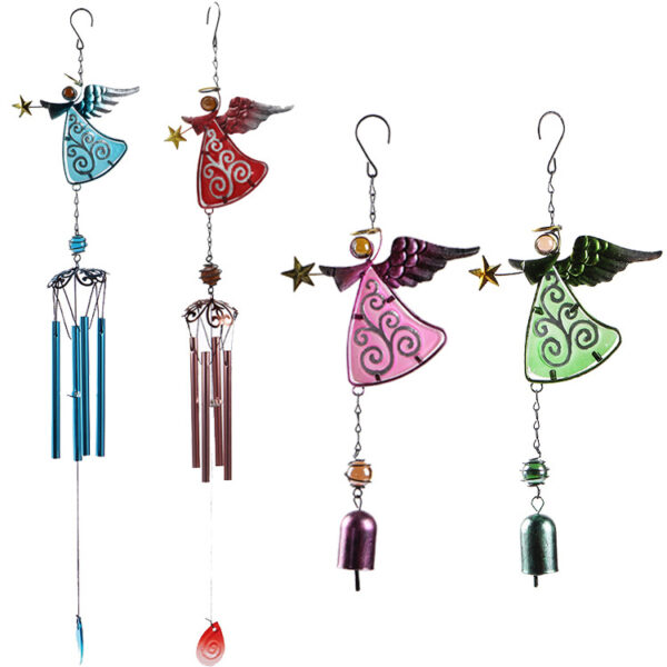 Wholesale Angel Metal Crafts Wind Bell Glass Painted Hanging Ornaments ZAKKA Creative Home Wind Bell Pipe Bell Pendant