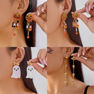 oly-2975b44e5ffb0f730dadb8bf7e04ac31 Wholesale New European and American cross-border Halloween Pumpkin Ghost Tassel Earrings with Rhinestones and Personalized Skull Earrings -