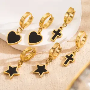 Wholesale 1 Pair Modern Style Simple Style Cross 304 Stainless Steel Drop Earrings