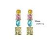 Wholesale Sweet C Shape Square Water Droplets Copper Rings Earrings In Bulk