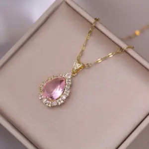 X2095 Pink Water Drop Necklace