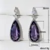 Wholesale Classic Water Micro-set Purple Zircon Contrast Color Long Copper Earrings Wholesale