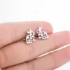 Wholesale PVD Coated 18K Gold Real Gold Plated Rabbit 304 Stainless Steel Simple Style Waterproof Non Tarnish Ear Studs