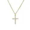 Wholesale Simple Cross Pendant Preserving Electroplated Copper Micro-inlaid Zircon Necklace