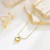 Wholesale PVD Coated Real Gold Plated 18K Gold Heart Shape Titanium Steel Elegant Sweet Simple Style Waterproof Non Tarnish Jewelry Set