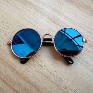 8CM / Gold framed ice blue slices