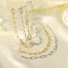 PVD Coated Real Gold Plated 18K Solid Color 201 Stainless Steel Hip-Hop Streetwear Waterproof Non Tarnish Bracelets Necklace
