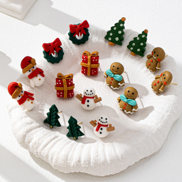 Wholesale Christmas tree gingerbread man snowman earrings