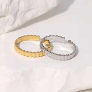 Wholesale PVD Coated Real Gold Plated 18K Gold Solid Color 304 Stainless Steel Simple Style Classic Style Waterproof Non Tarnish Open Rings